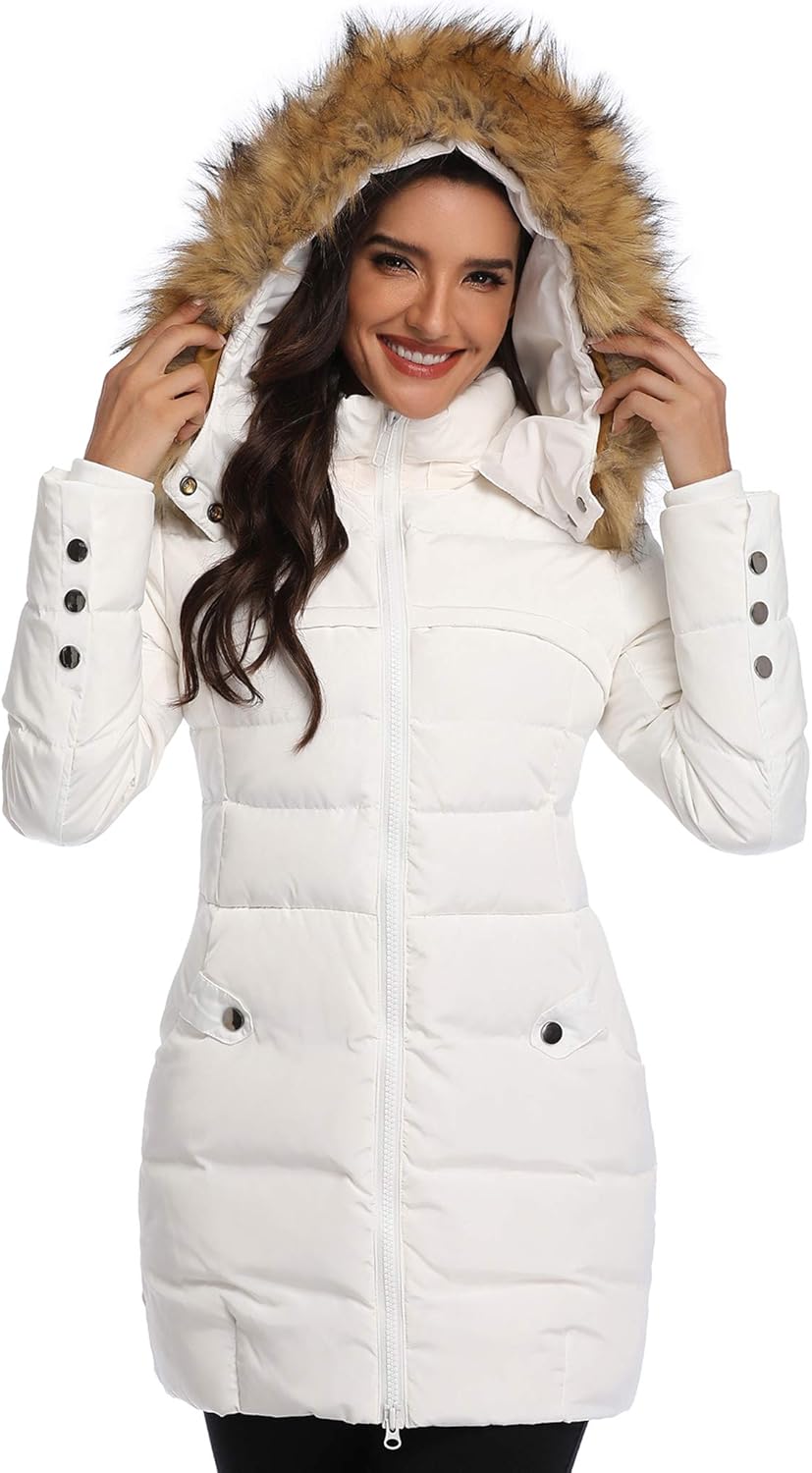 Epsion Women's Hooded Thickened Long Down Jacket Winter Down Parka Puffer Jacket - Image 2