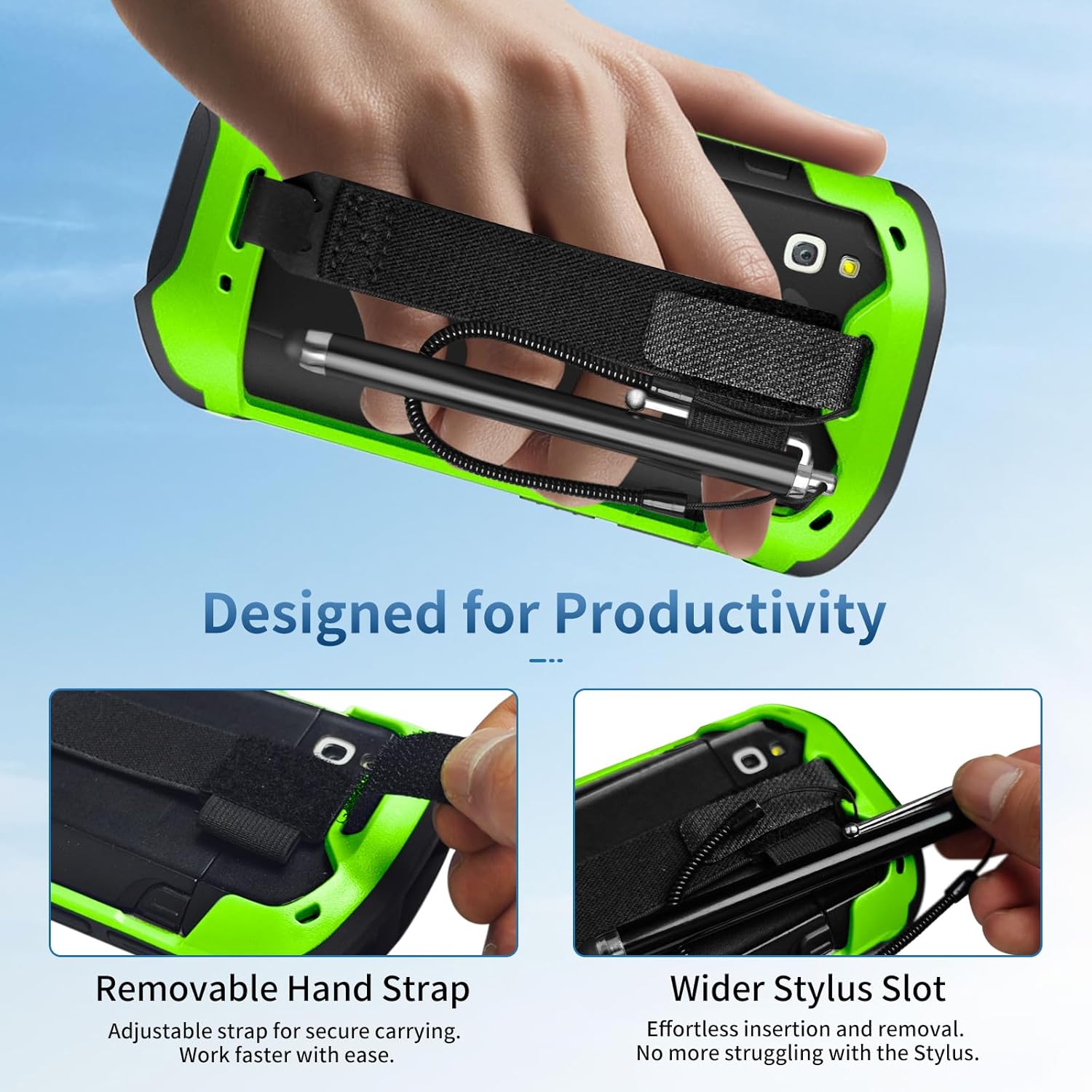 Upgraded Protective Case for Zebra TC51 TC52 TC56 TC57 TC510K Rugged Boot Case Cover for Zebra Scanner TC52x TC57x TC52ax with Hand Strap & Tempered Glass (Green) - Image 5