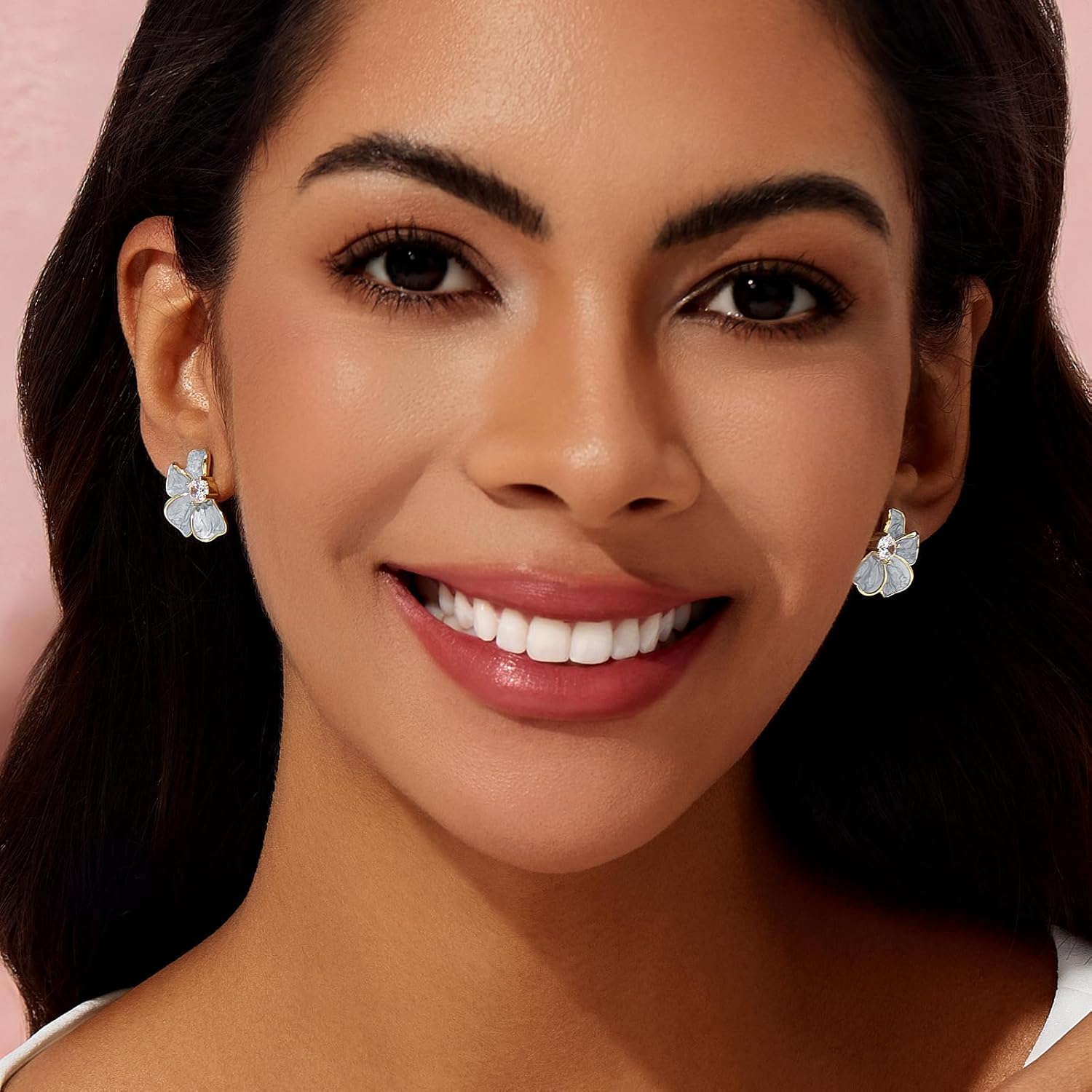 Cicy Bell Flower Earrings for Women 14k Gold Plated Boho Petal Statement Stud Earrings Trendy Jewelry Gifts - Image 2