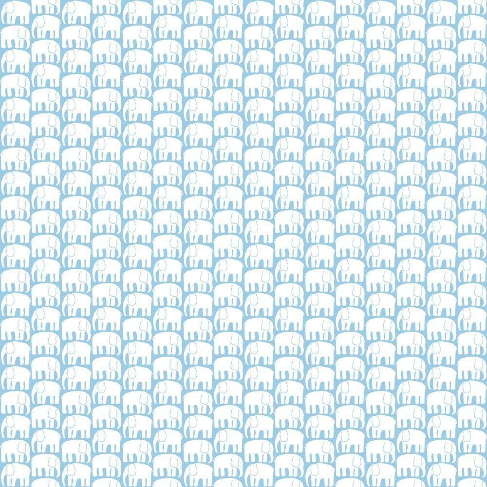 RoomMates RMK11526RL Finlayson Blue Elefantti Peel and Stick Wallpaper