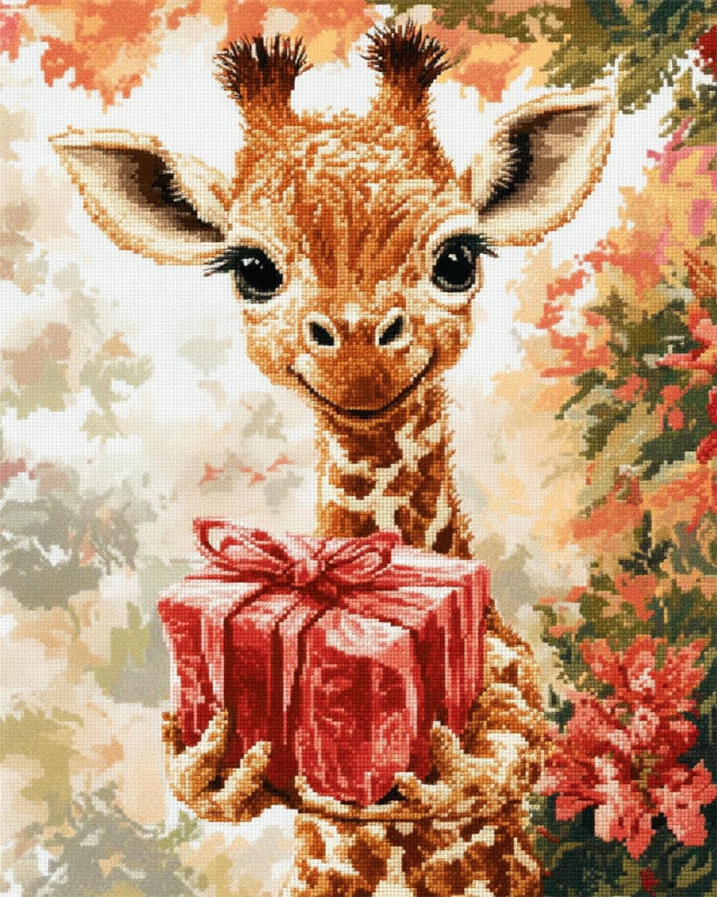 AxiangziK DIY Stamped Cross Stitch Kit Cartoon Giraffe 11CT 60x80cm