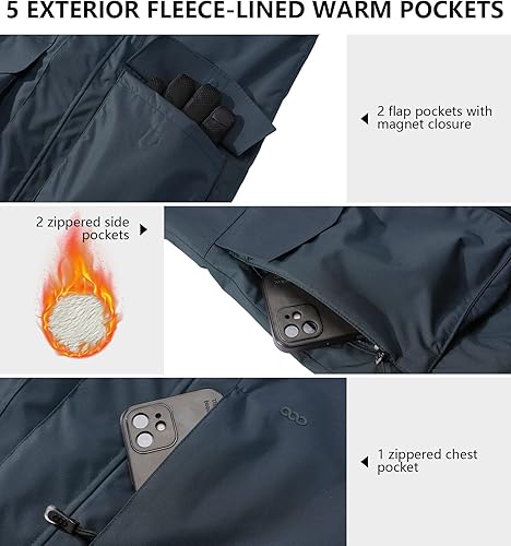 Miniatura 3 de 33,000ft Chaqueta de invierno impermeable aislada con capucha, abrigos largos Anorak acolchado cálido parka para esquí deportes de nieve