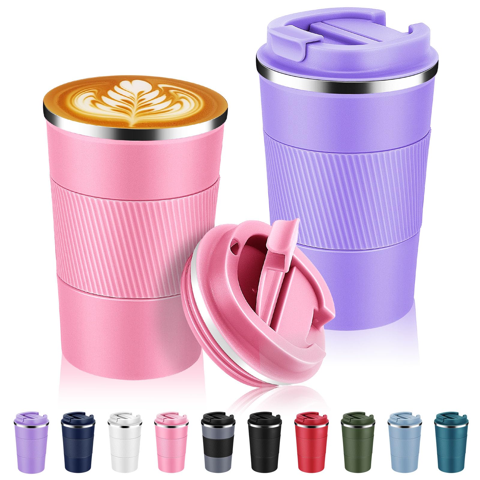 FLSK Koffiebeker – Premium coffee-to-go beker van roestvrij staal – 100 % lekvrij, BPA-vrij & dubbelwandig – houdt 3 uur warm (roestvrij staal, 350 ml