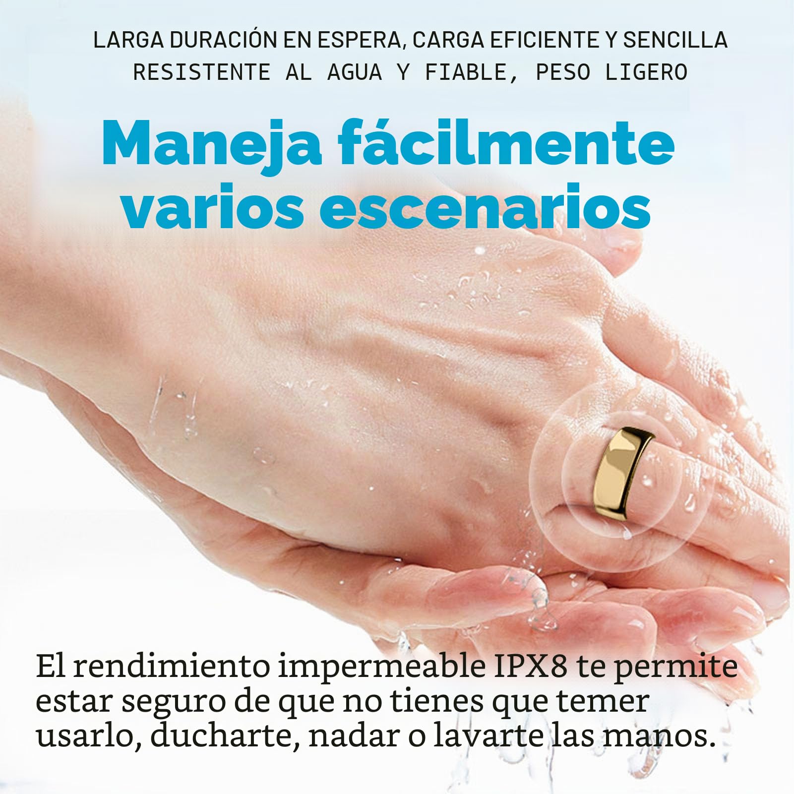 ciciglow Anillo Inteligente para Salud con Seguimiento de Actividad Física, Contador de Pasos Impermeable IP68 para Hombre y Mujer, Monitor de Sueño y Calorías, Pulsera Deportiva A