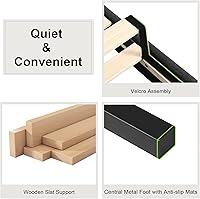 Vista 6 de Feonase Marco de cama de plataforma twin con cabecera capitoné con botones, cama tapizada de lino con soporte de listones de madera, no necesita