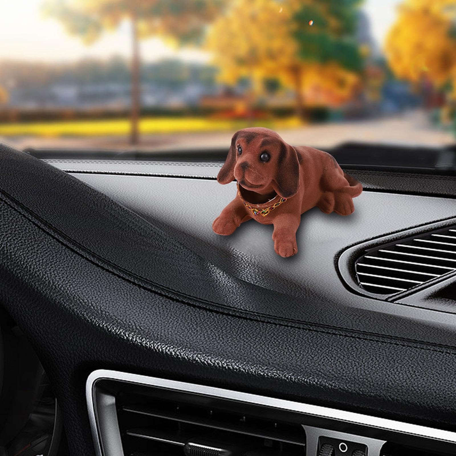 Perro Cabezón Movible Para Salpicadero De Coche, Decoración De Resina Con Resorte Que Se Balancea, Adhesivo Fuerte Incluido, Regalo Original Para El Hogar O La Oficina
