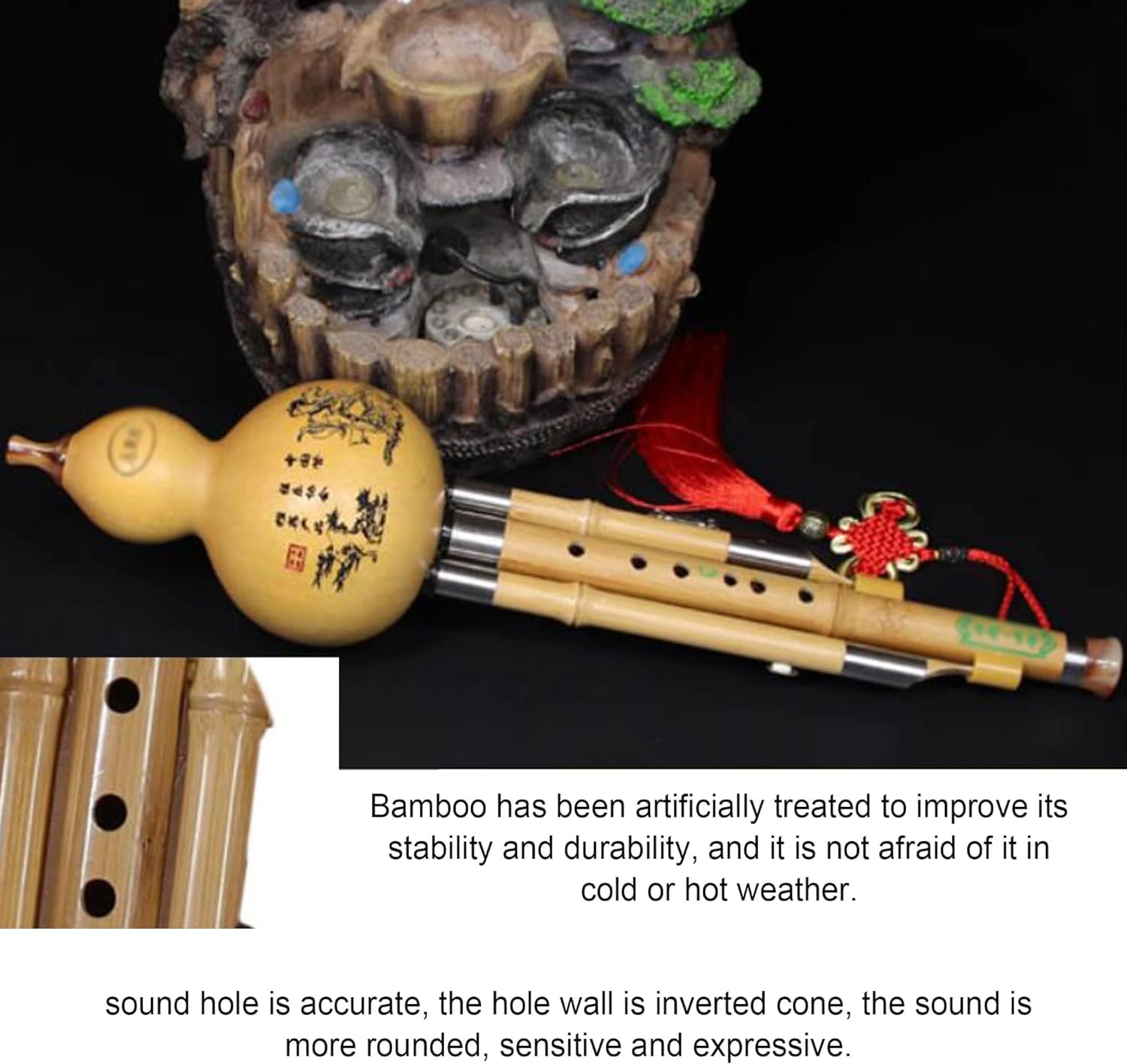 Cinese Hulusi Flauto Cucurbita Professionale con Scatola per Il Trasporto Flauto di Zucca per Principianti Adulti Amatori Musicali Strumento di Zucca