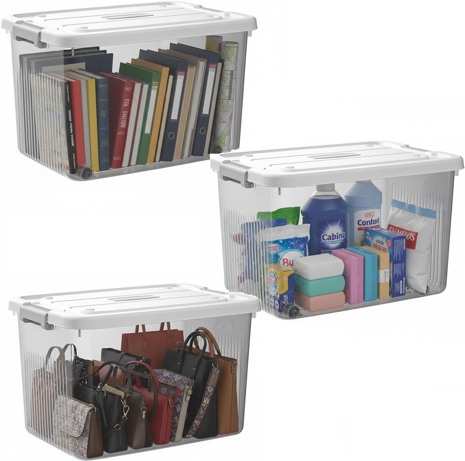 - STAR WORK Plastic Storage Bins Containers with Lids,Craft Storage, Organizing Container for Home, Office & Art Supplies (Pack Of 3, TRANSPARENT, 2XL -20 X14.5X12 INCH)