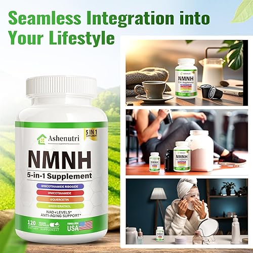 Miniatura 7 de NMNH (mononucleótido de dihidronicotinamida), suplemento alternativo NMN con niacinamida (vitamina B3), quercetina, trans-resveratrol, apoyo NAD +,
