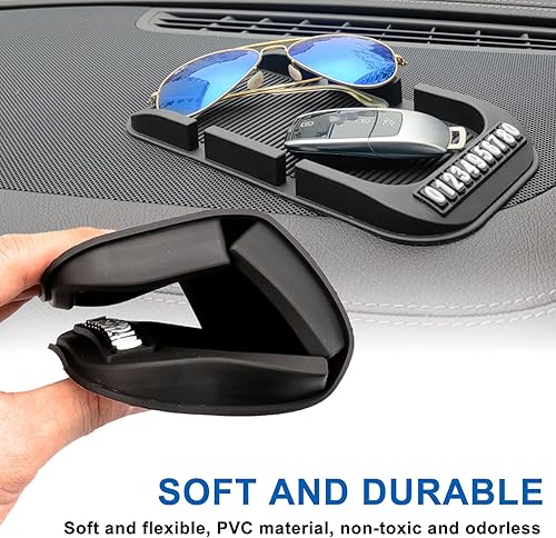 Miniatura 4 de Soporte antideslizante para teléfono para automóvil, alfombrilla de silicona para varios tableros, almohadilla de doble ranura con bandeja de