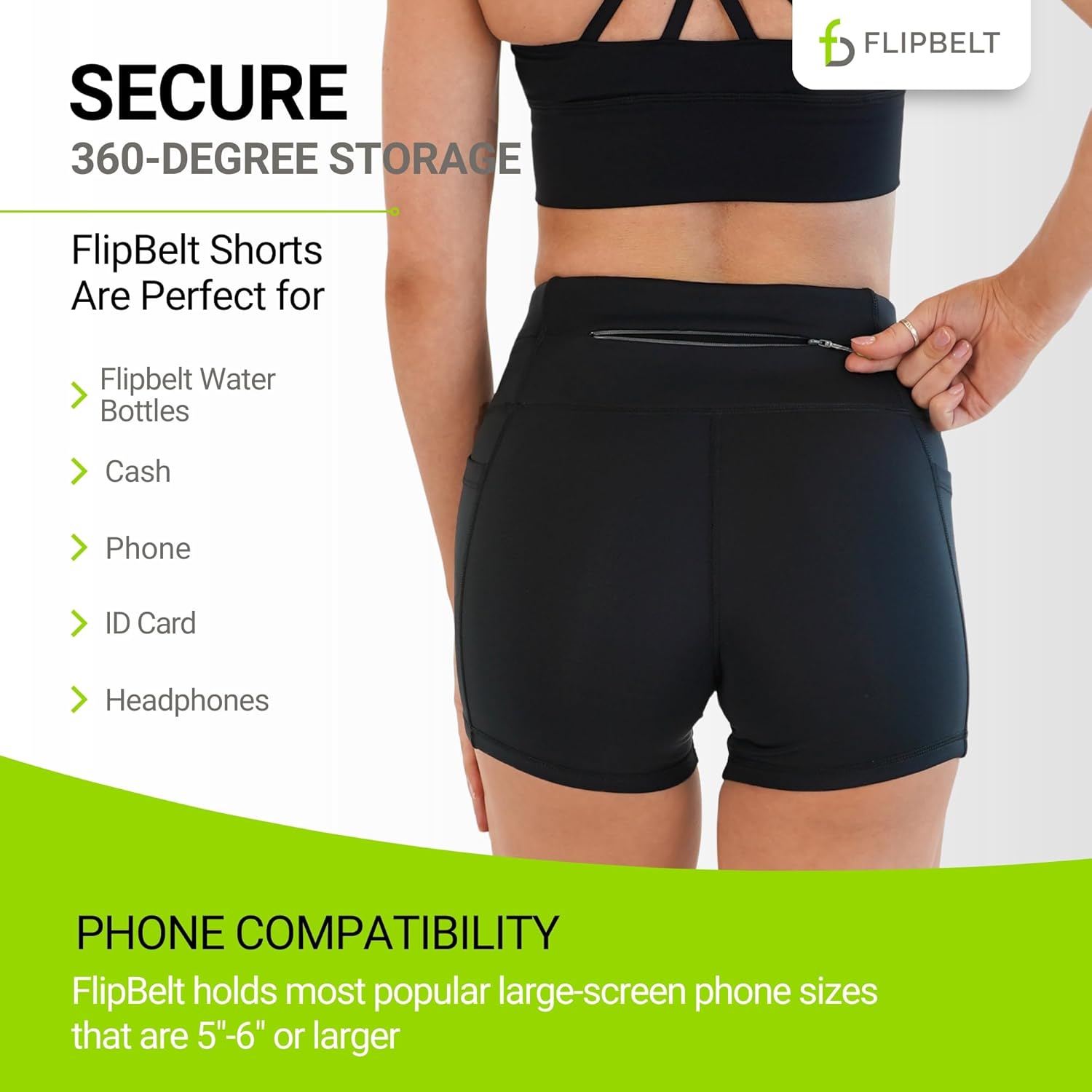FlipBelt Womens High Waisted Compression Biker Shorts with Pockets for Women, Workout Fitness Running Shorts for Gym, Biking - Image 3