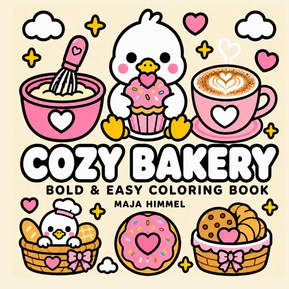 Cozy Bakery Duck – A Bold and Easy Coloring Book for Kids & Adults: 40 Cute and Simple Pages with Cupcakes, Donuts, Cookies, Pastries, and Sweet Treats for Relaxation (Cozy Bakery Club)