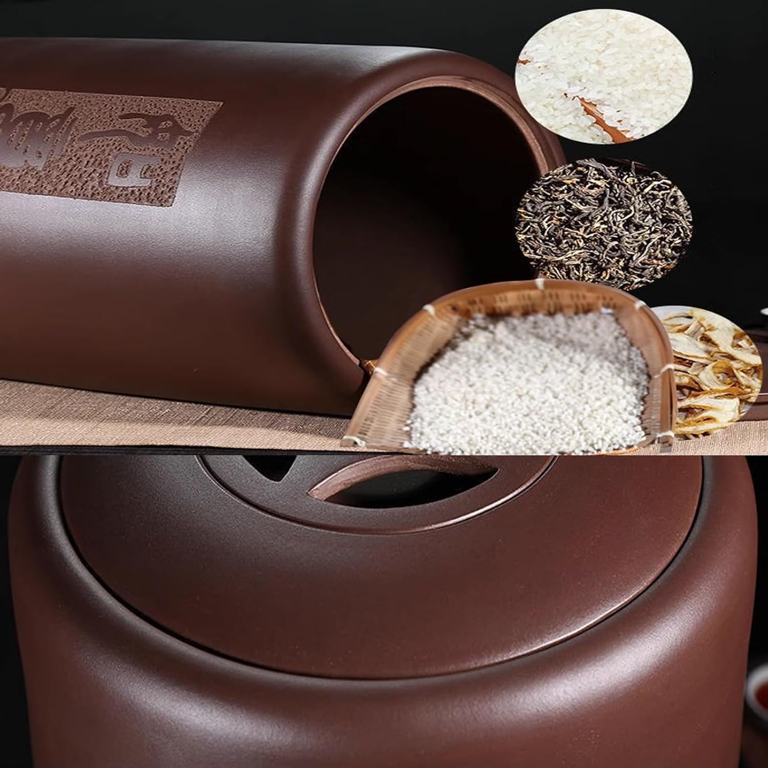 Ceramic Rice Storage Jar, Rice Storage Containe, Large Capacity Food Storage Jar, Grain & Rice Dispenser, Home Grain Storage Ceramic Container, Suitable for Flour, Sugar, Cereal, Coffee, Rice.