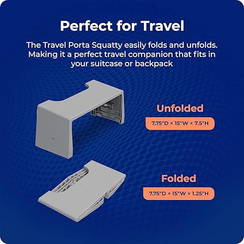 Miniatura 3 de Squatty Potty Porta Traveler Taburete plegable de inodoro para viajes, 7" de altura, gris