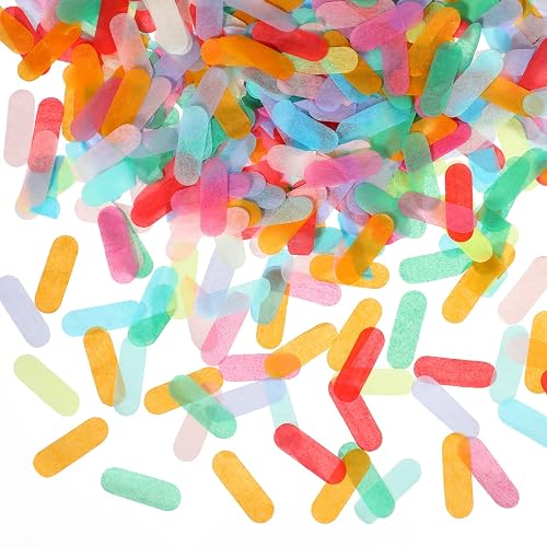 Civaner Rainbow Tissue Confetti Sprinkles for Ice Cream Birthday Party,50g