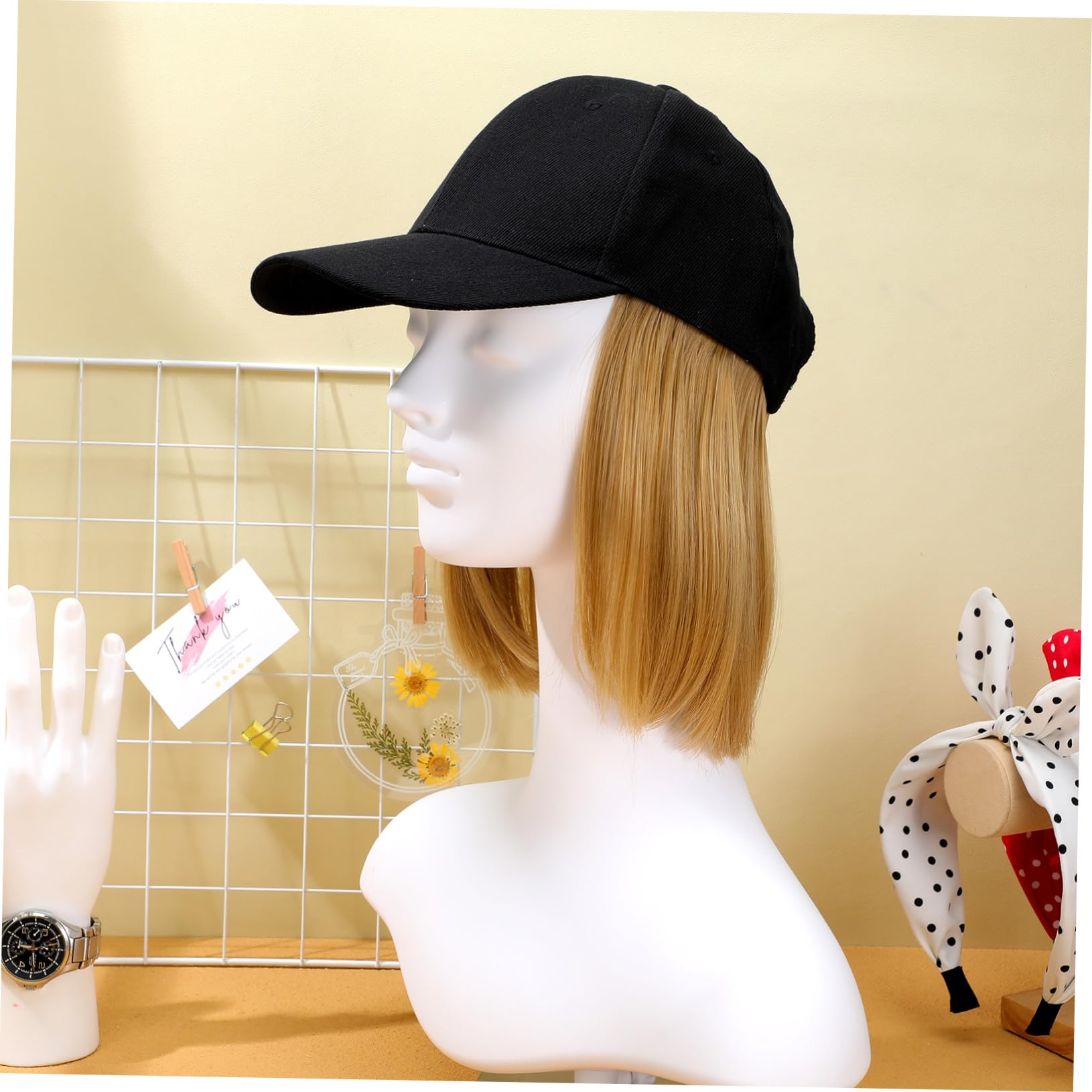 Peluca At118-107 con Gorra para Mujer de Béisbol Corta y Recta