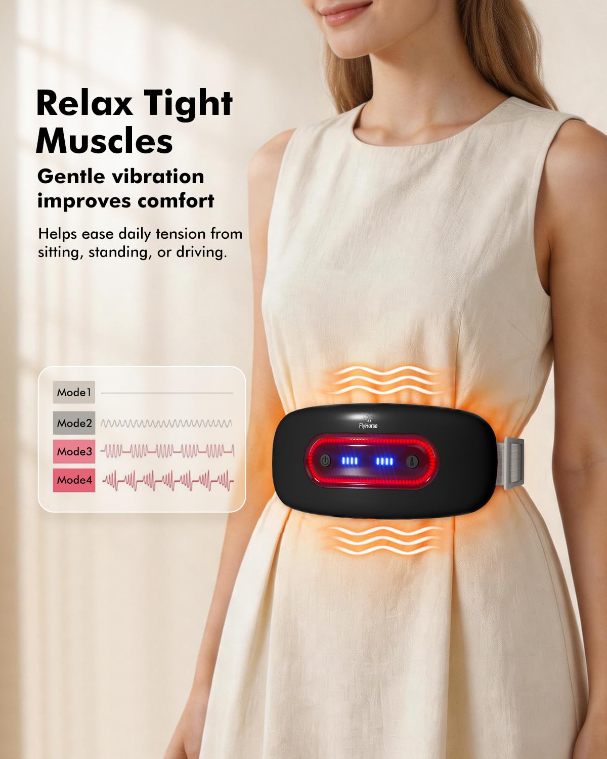 Almohadilla de calefacción eléctrica, almohadilla de calefacción menstrual portátil inalámbrica con 4 niveles de calor y 4 modos de masaje, cinturón de calentamiento rápido grande para el vientre