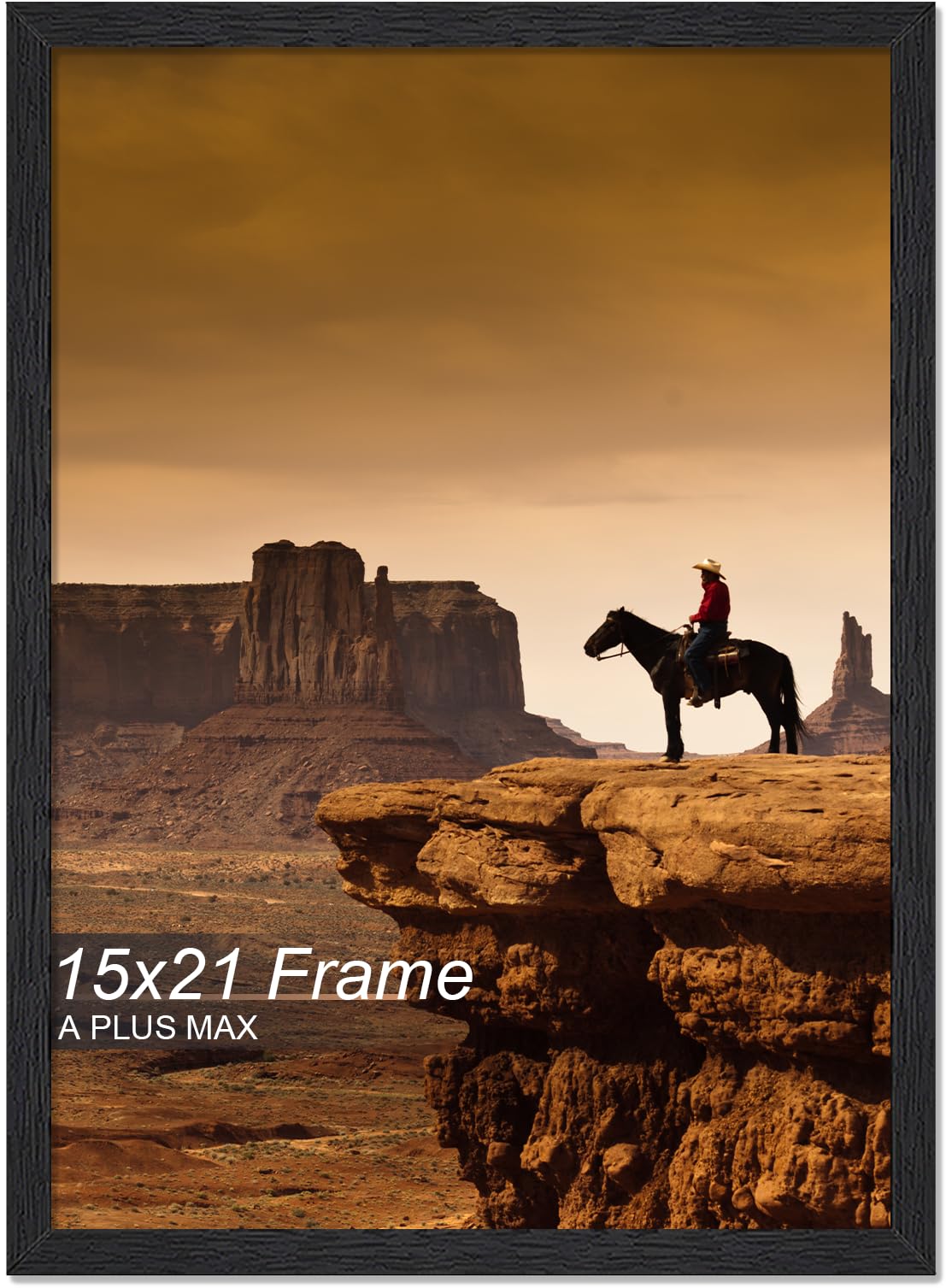 A PLUS MAX 15x21 Picture Frame, Black Engineered Wood Frame for 15 x 21 Inch Picture Poster Photo, Light Weight 15 by 21 Frame with Wood-grain for
