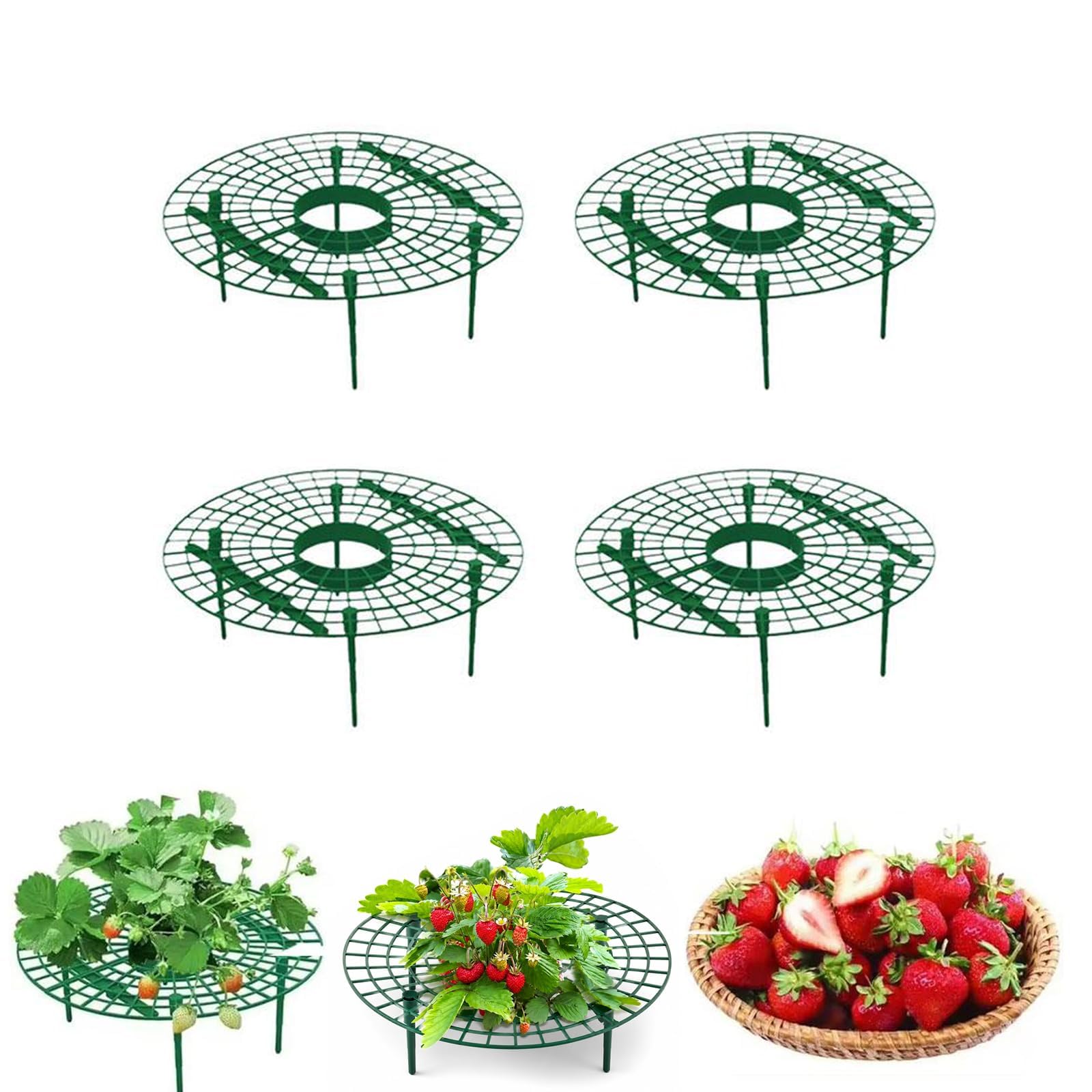 Strawberry Plant Support Strawberry Support Frames for Growing Plants Supports Keep Strawberries Off the Ground Reusable Holders for Garden & Raised Beds (4PCS)