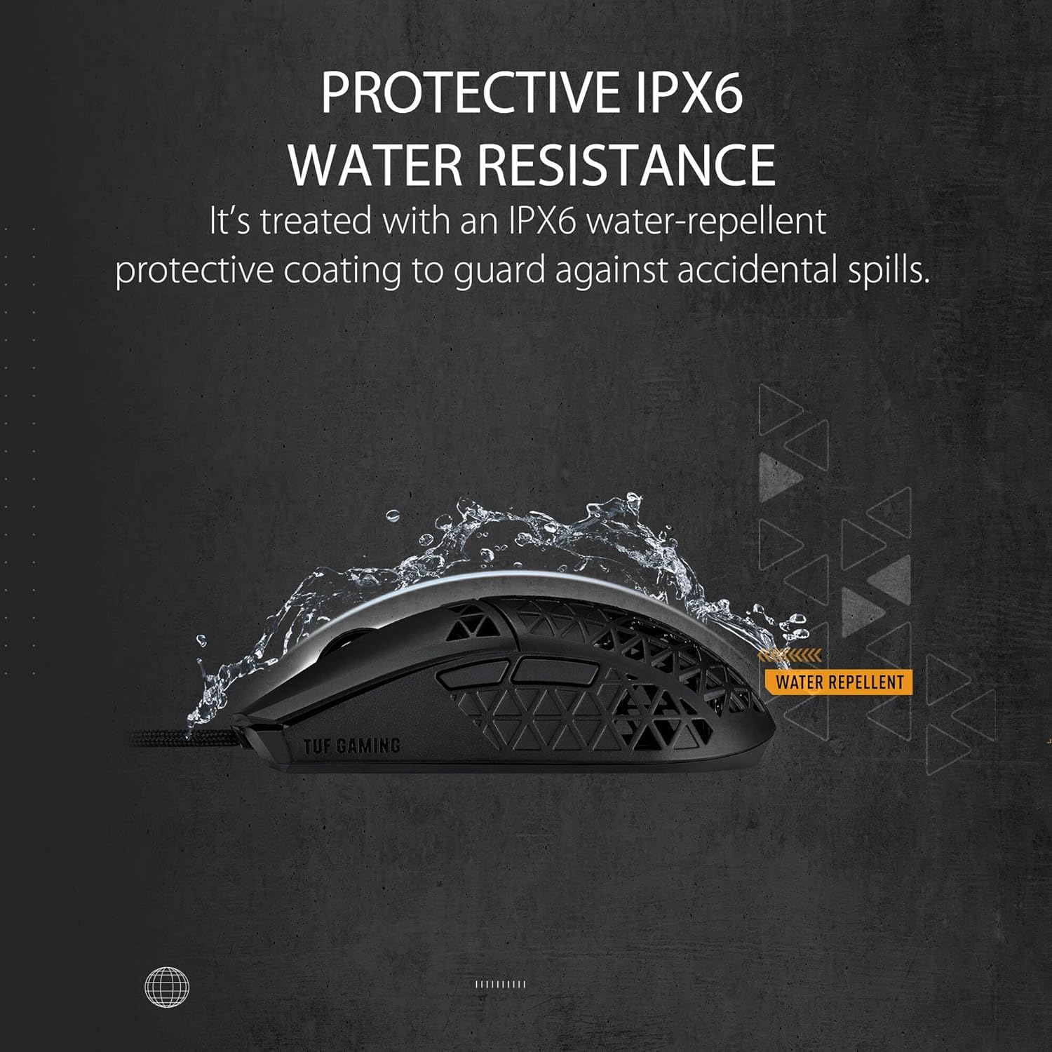 ASUS TUF M4 Air Wired Gaming Mouse - P307, design durevole e ultraleggero | Sensore ottico da 16.000 dpi, sei pulsanti tattili programmabili, resistenza all'acqua IPX6, colore nero