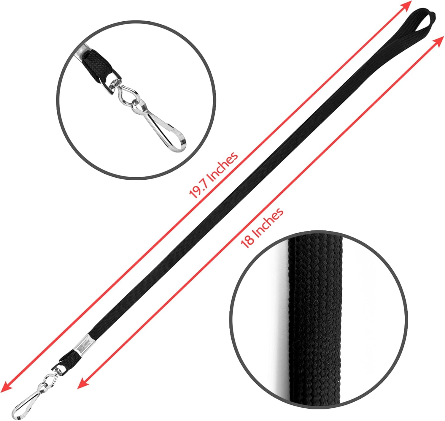 100-Pack Black Lanyards for ID Badges with Swivel J-Hooks - Versatile Neck Lanyard for Keys, Card Holders, Whistles, and More - Ideal for Offices, Teachers, Kids, and Cruise Ship Cards - Image 2