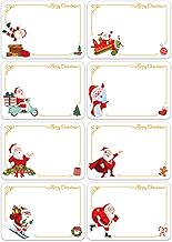 AMLOOPH Christmas Sticky Labels Stickers 120pcs Gift Tags for Presents Christmas Sticker Labels 7x5cm Writable Self Adhesive Sticky Xmas Name Stickers Stick on Present Label Tags for Gift Wrapping