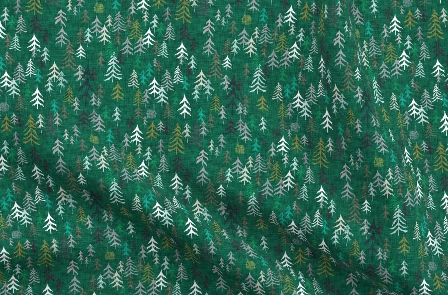 Spoonflower Fabric - Dark Green Forest Woods Pine Tree Hiking Adventure Christmas Printed on Upholstery Velvet Fabric Fat Quarter - Upholstery Home Decor Bottomweight Apparel