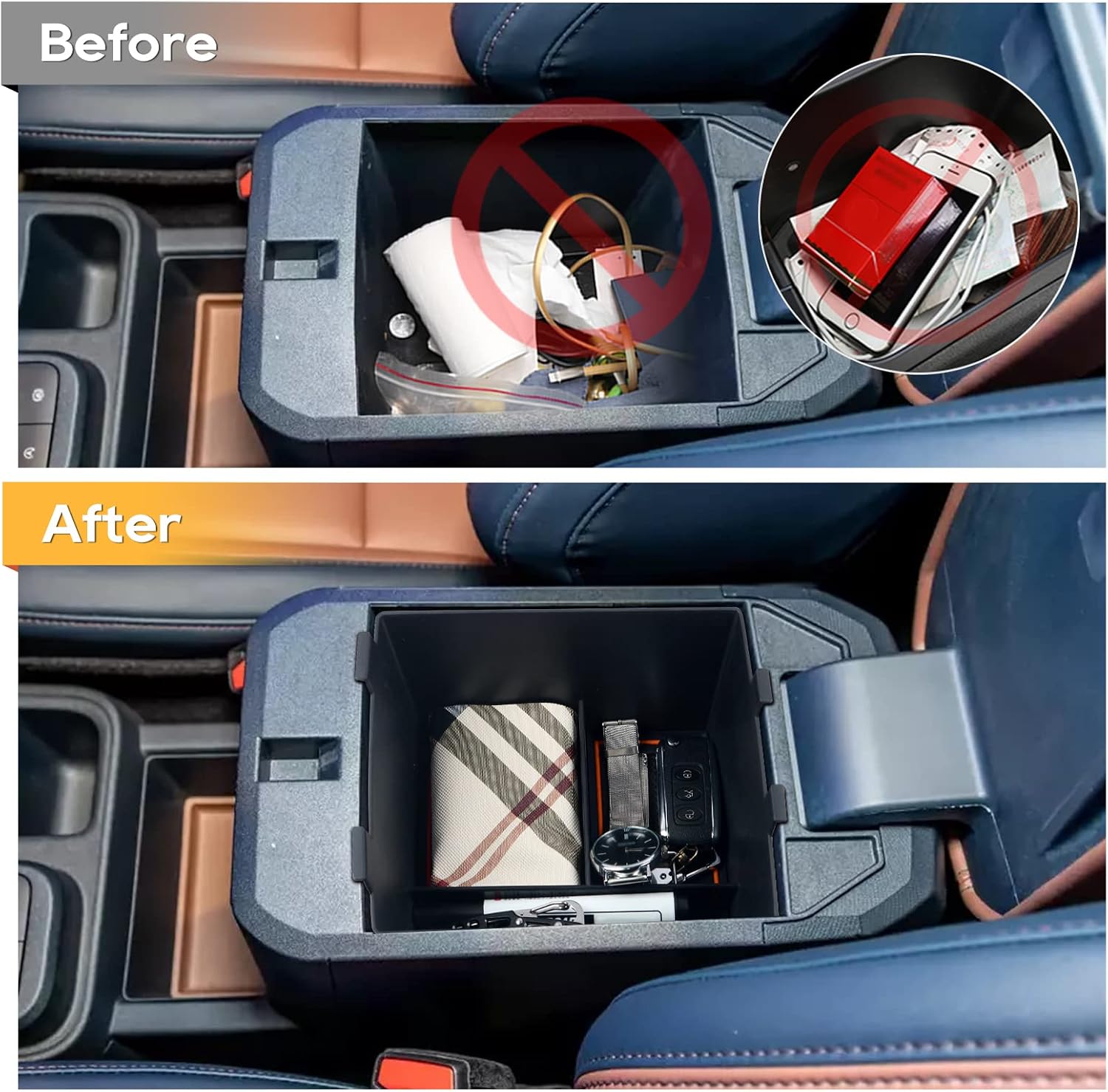 LFOTPP Car Center Console Organizer Tray Glove Box for 2022+ Maverick Sunglasses Holder Secondary Storage Box 2 Pack Orange