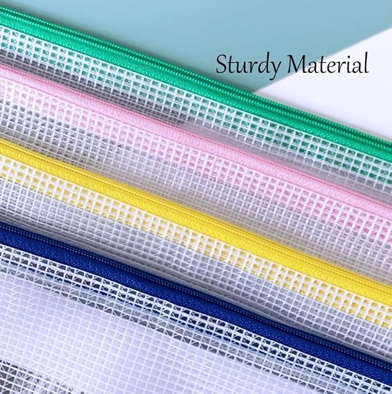10Pack A3 Zip Wallets Plastic Wallet Extra Thick Version A3 Document Folder Zipper Bags Large Ziplock Bag Mesh Zip Bag for School Office Travel Storage (A3-10Pcs)