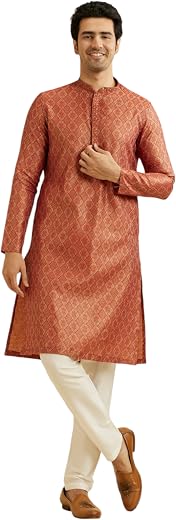 Manyavar Men's Brocade Thread Embroidery Kurta Pyjama Set (2pcs)