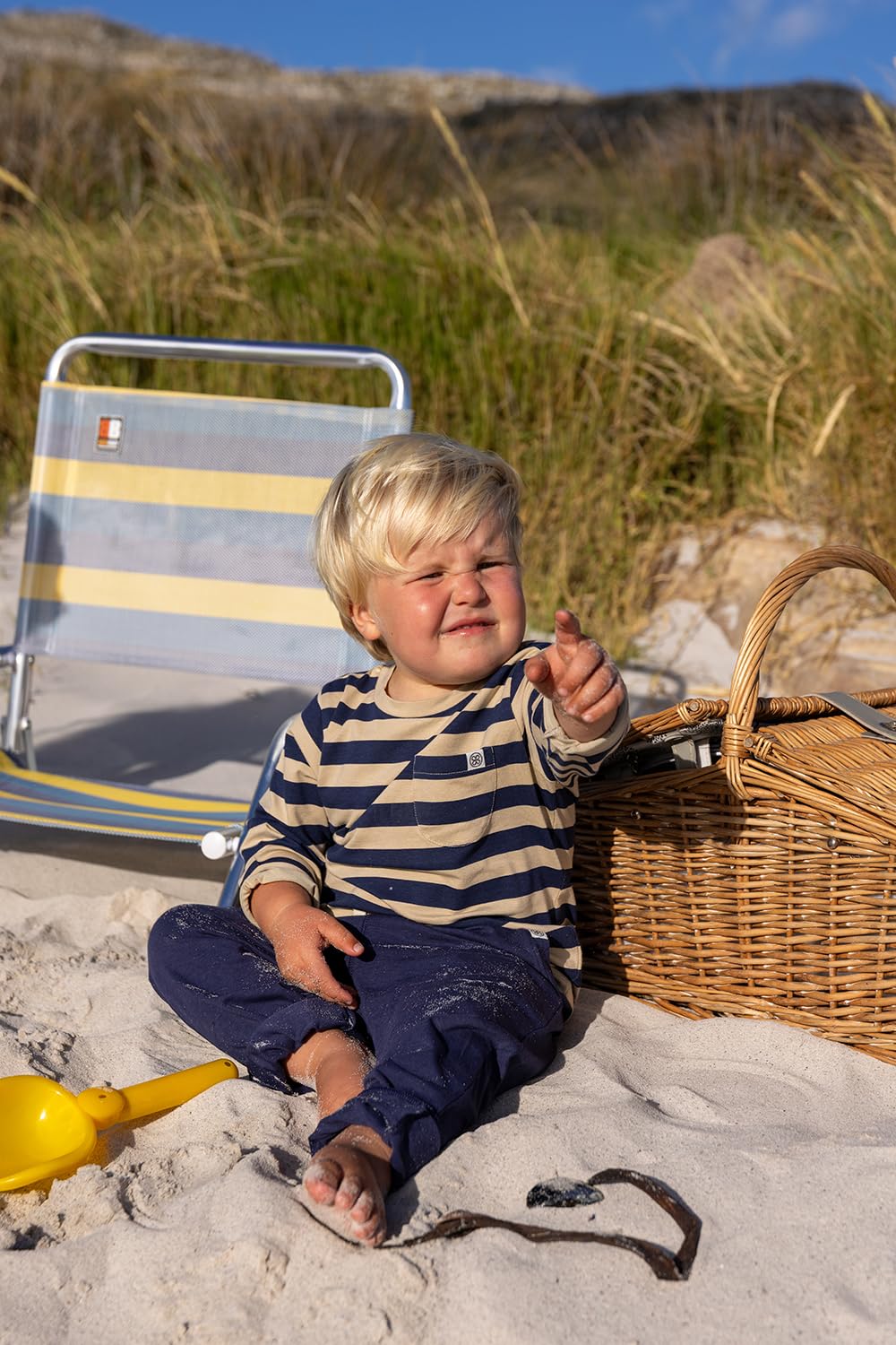 Cloby Baby Long Sleeve Shirt/Langarmshirt - mit UV-Schutz (UPF 50+) - für Jungen und Mädchen - Navy Stripe - blau/beige (Gr. 12-18 Monate)