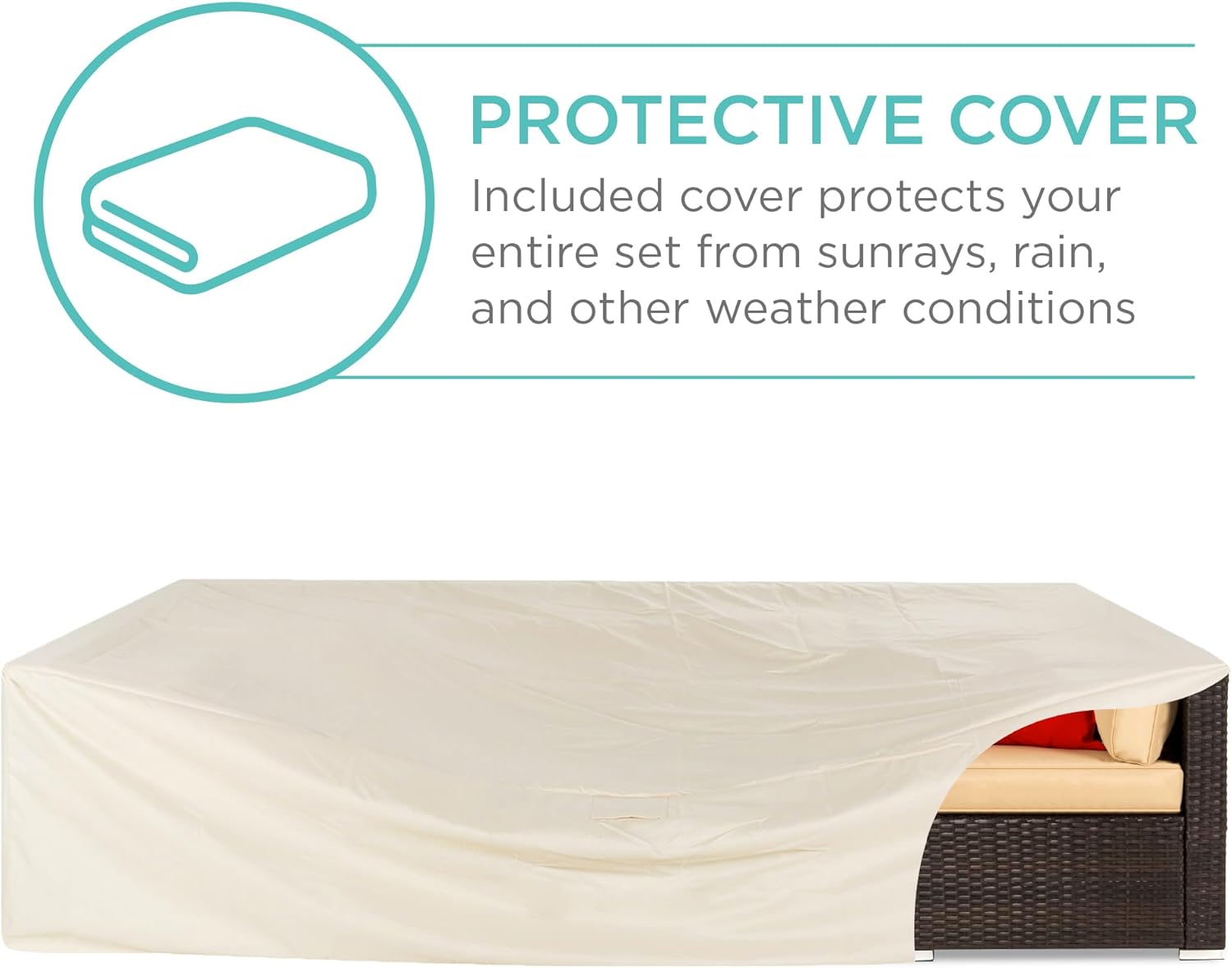 Protective cover placed over the outdoor sectional.