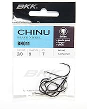 خطافات صيد تشينو دائرية من بي كيه كيه، للصيد في المياه المالحة وصيد سمك الباس، مصنوعة من صلب عالي الكربون بتصميم مجرفة - 7 قطع، لون أسود، موديل BN011، مقاس أوروبي: 2/0، مقاس آسيوي: (مقاس ياباني 9)