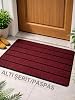 Beylini Şerit Desenli Kapı Önü Paspası Kaymaz taban Dayanıklı Su Geçirmez Emici Nem Toz UV Dayanıklı 45x70cm (Bordo)