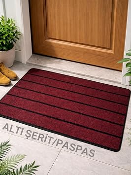 Beylini  erit Desenli Kap   n  Paspas  Kaymaz taban Dayan kl  Su Ge irmez Emici Nem Toz UV Dayan kl  45x70cm Bordo