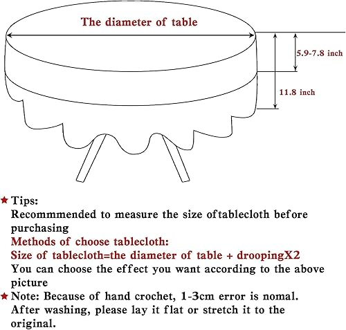 Miniatura 3 de USTIDE Mantel de ganchillo hecho a mano de 90 pulgadas, manteles de encaje de algodón beige elegante para cocina, boda