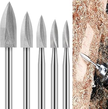 Dremel Rotary Tool Wood Carving Bits, 5PCS Woodworking Bits with 1/8  Shank for DIY Grinding Engraving Drilling