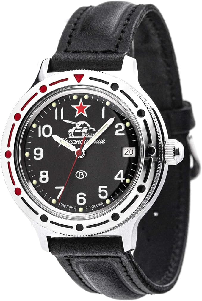 VOSTOK Komandirskie 2416/020708 - Orologio Meccanico Automatico Russo, 200m Impermeabile, Acciaio