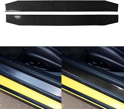 NVCNX Real Carbon Fiber Trim for Chevy/Chevrolet Camaro Accessories | for 2016-2024 2017 2018 2019 2020 2021 2022 2023 Interior, Door Sill Scuff Plate Door Entry Guard Panel Cover, Sticker Decal