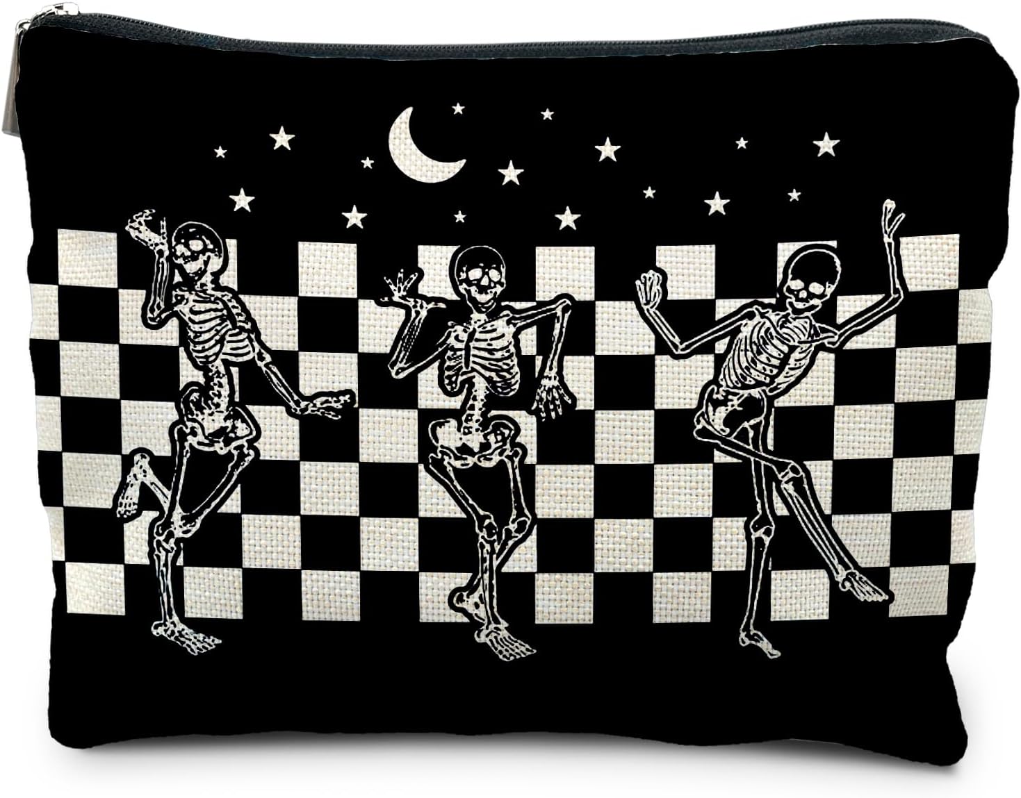 Goth Spooky Gifts for Women, Gothic Horror Skeleton Black Makeup Bag Cosmetic Pouch