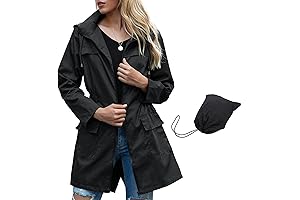 Women's Long Windbreaker Jacket: Waterproof and Packable