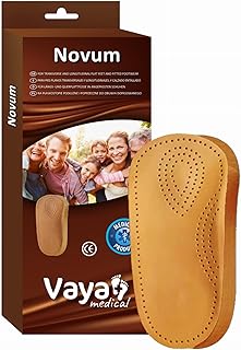 Vaya Medical Plantillas ortopédicas para pies planos transversales y longitudinales, plantillas de cuero 3/4 para mujeres y hombres, color marrón Novum 39, talla 5.5