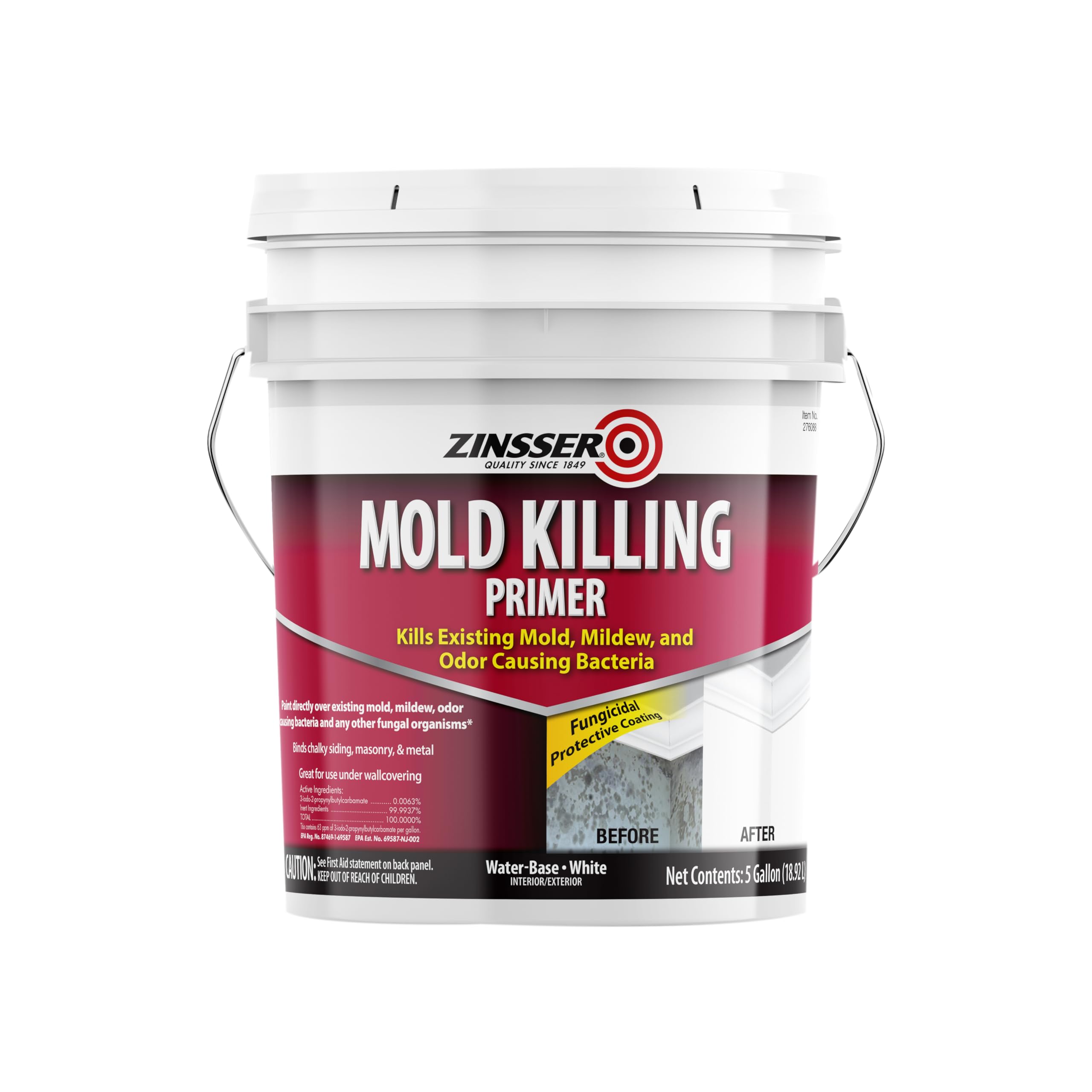 RUST-OLEUM 276088 Zinsser Mold Killing Primer, 5 Gal, Liquid