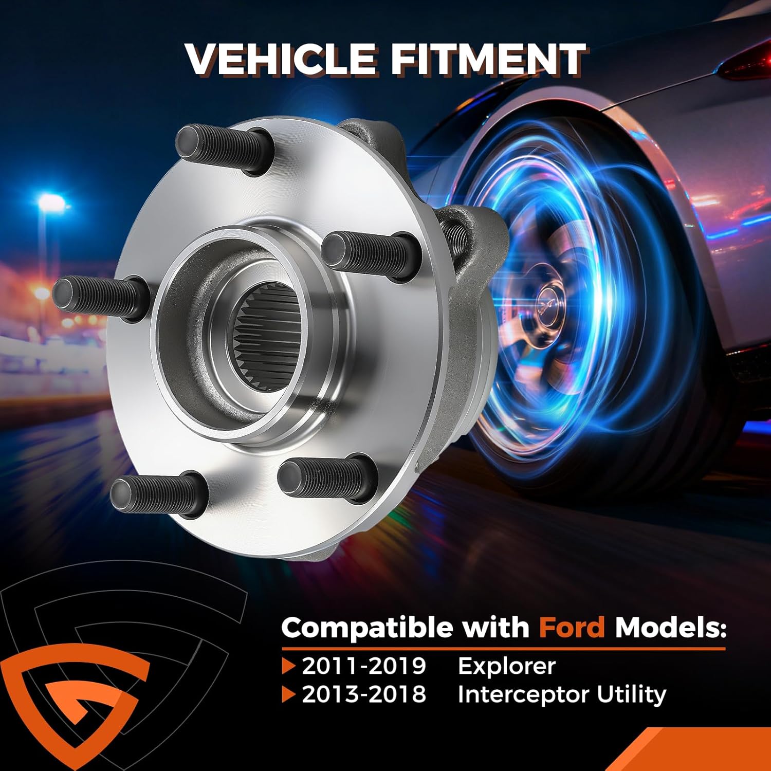 512460 Rear/Front Wheel Bearing & Hub Assembly Fit for Ford Explorer 2011-2018 (Rear), for 2013-2019 Police Interceptor Utility(Front), 5 Lug Wheel w/ABS Hubs Assemblies 2012 2014 2015 2016 2017 - Image 2