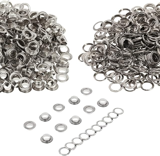 Dyna-Living 500Pcs Eyelet 3/8 Inch(10.5mm) Metal Silver Grommets Eyelets Tarpaulin Repair Kit Fabric Leather Shoes Bag Canvas Belt DIY Crafts Silver for Dyna-Living 10.5mm Eyelet Pliers