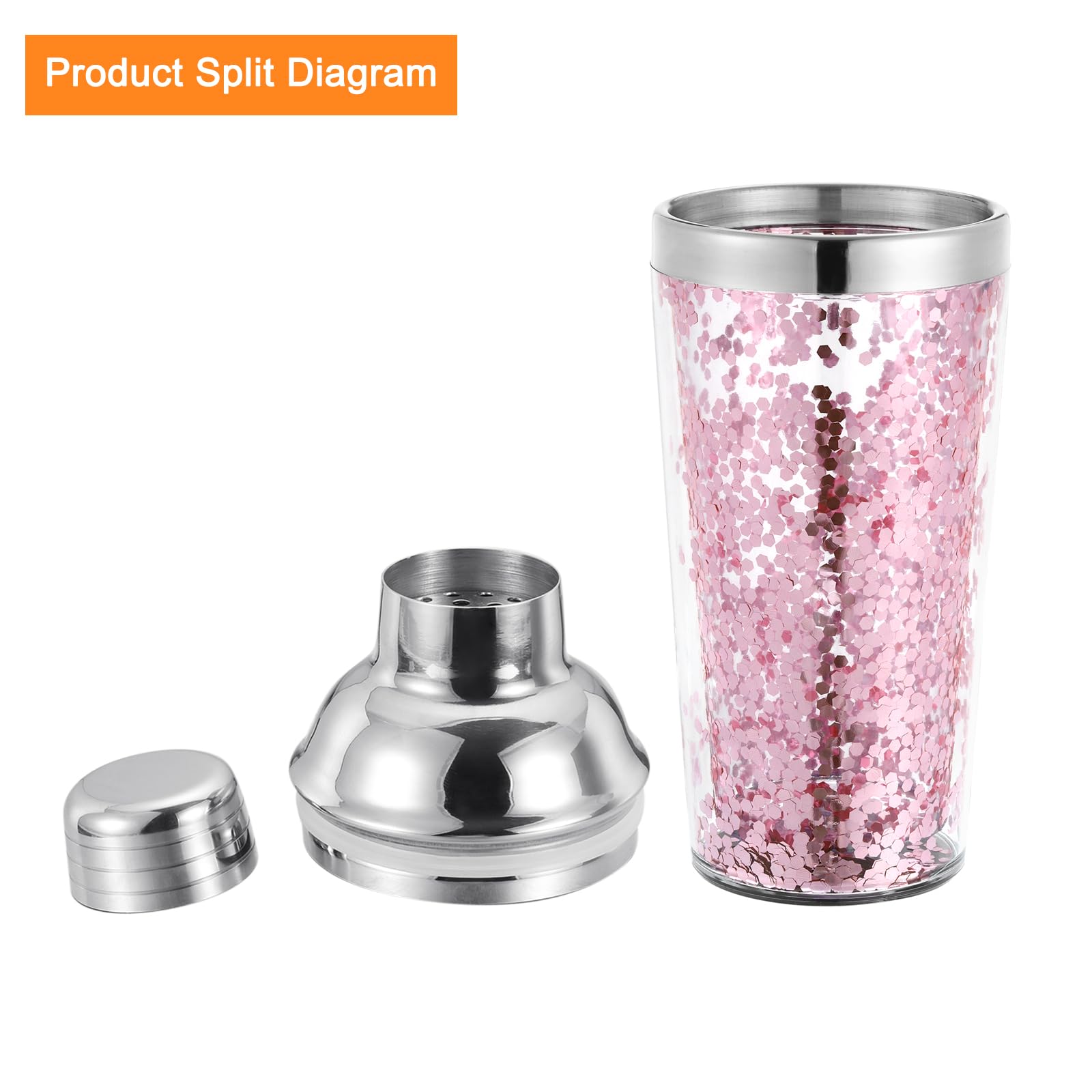 uxcell 16OZ(450ml) Plastic Cocktail Shaker with Strainer - Image 3
