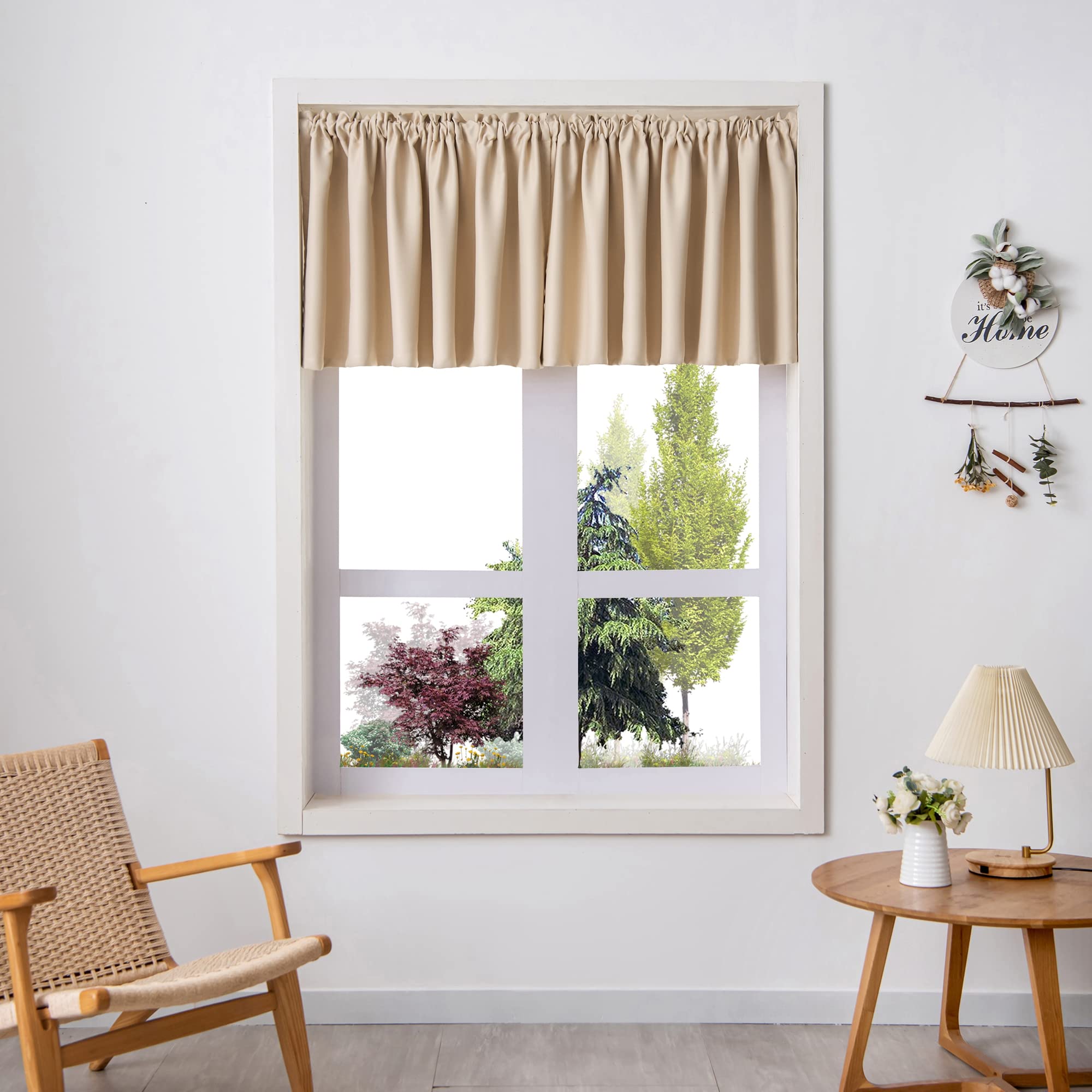 Tende oscuranti a 2 pannelli, per caffè, tenda corta, per cucina, bagno, lavanderia, balcone, beige, 130 x 41 cm