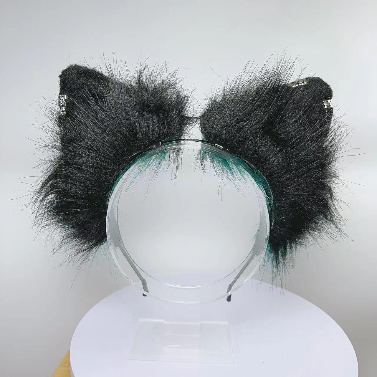 Ekwikzz Wolf Ears Tail Set Fox Wolf Headbands Clips Fluffy Cosplay Costumes, Gothic Punk Accessories for Halloween: Si Cross D Gr