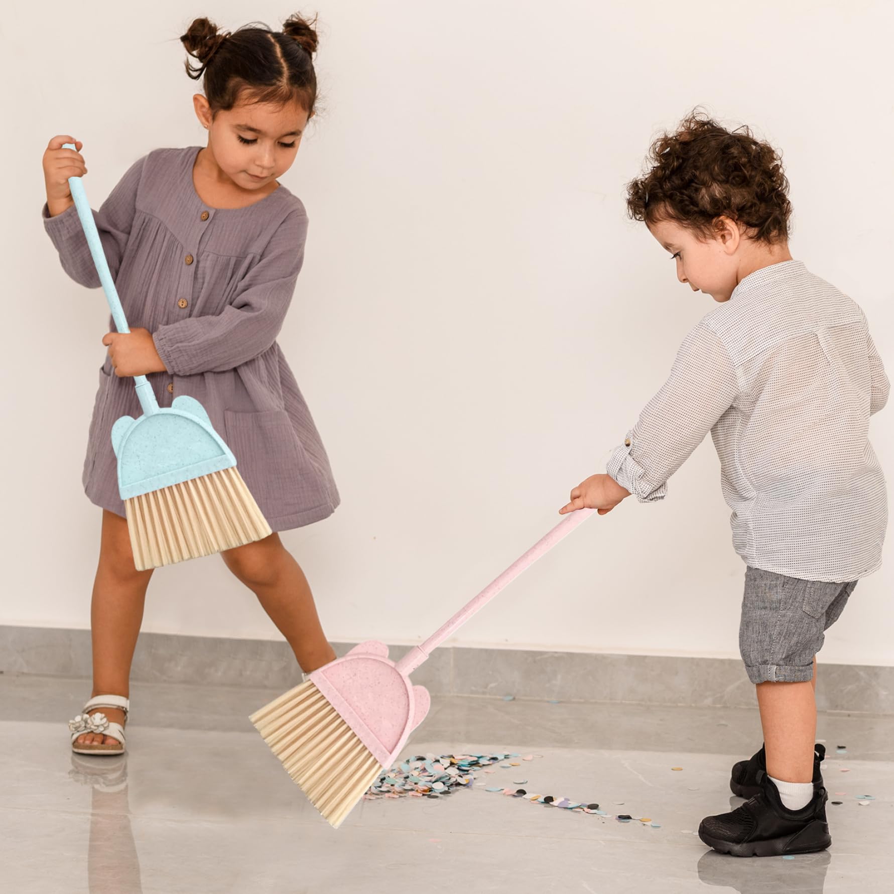 Ensemble Balai et Pelle à poussière pour Enfant Ensemble Balai et Pelle à poussière Mignon Mini pour Enfant Kit de Nettoyage éducatif en ABS pour Tout-Petits pour la Maison, la Maternelle, Le