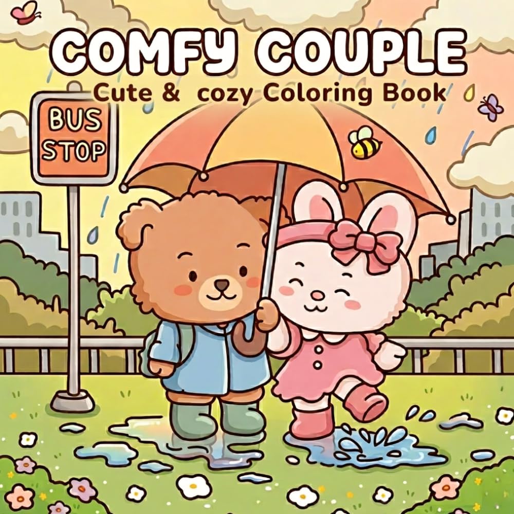 Comfy Couple: Cute And Cozy Coloring Book perfect for relaxing anywhere